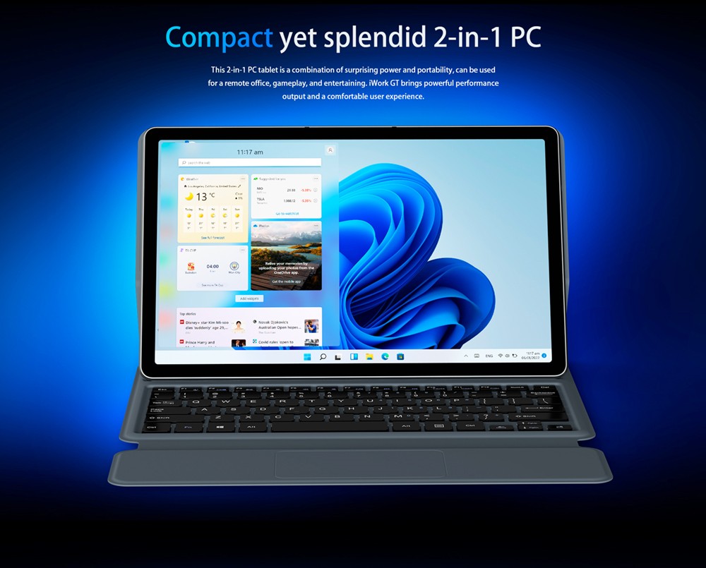 ALLDOCUBE iWork GT 2 in 1 Tablet Windows 11 i3-1115G4 CPU, 8GB LPDDR4x 256GB PCIE SSD, 11'' Laptop Keyboard Not Included