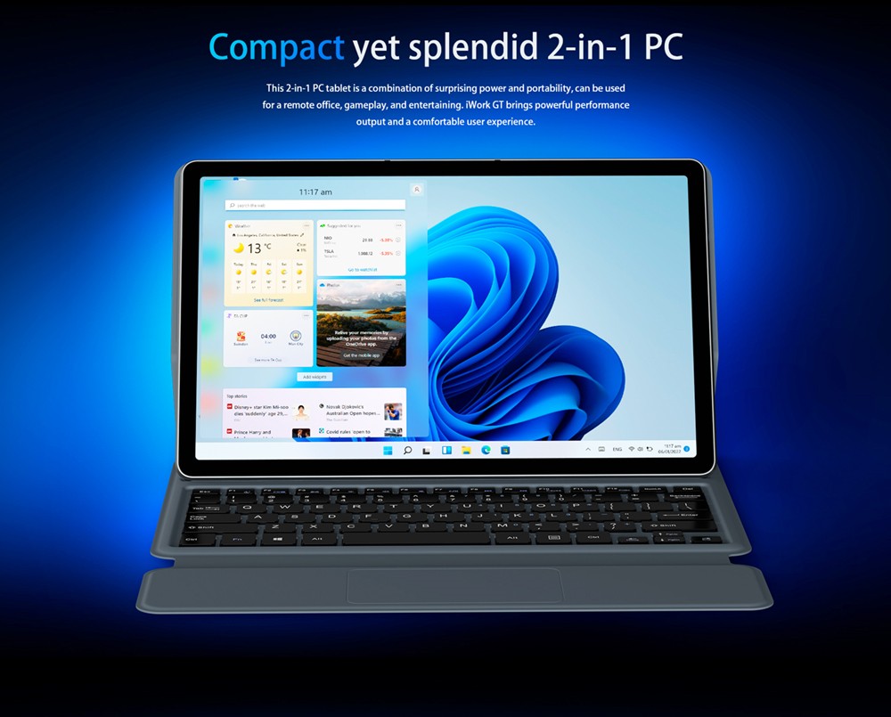 ALLDOCUBE iWork GT 2 in 1 Tablet Windows 11 i5-1135G7 CPU, 8GB LPDDR4x 256GB PCIE SSD, 11'' Laptop Keyboard Not Included