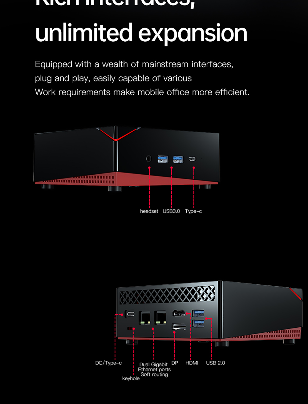 T-bao AMD Ryzen™ 5 4500U 8GB RAM 6 Cores 6 Threads SSD Licensed Windows 10 Mini PC Support RJ45 1000M*2 WiFi Bluetooth