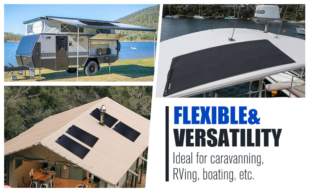 ATEM POWER 100W Monocrystalline Solar Panel Flexible 245 Degree Bendable for RV Tent Roof Boat Cabin Marine Camping