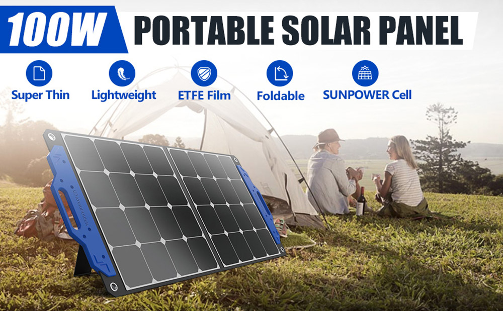 ATEM POWER 100W Monocrystalline Solar Panel Compatible with Generators Power Station for RV Outdoor Camping