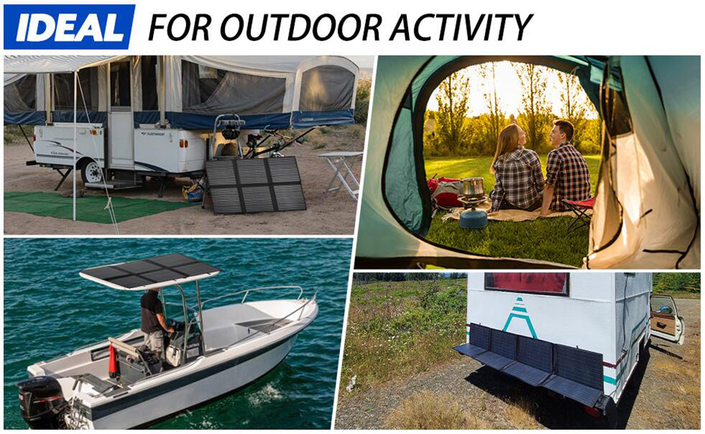 ATEM POWER 120W Portable Monocrystalline Solar Panel with 20A MPPT Charger Controller for Outdoor RV Boat Camping