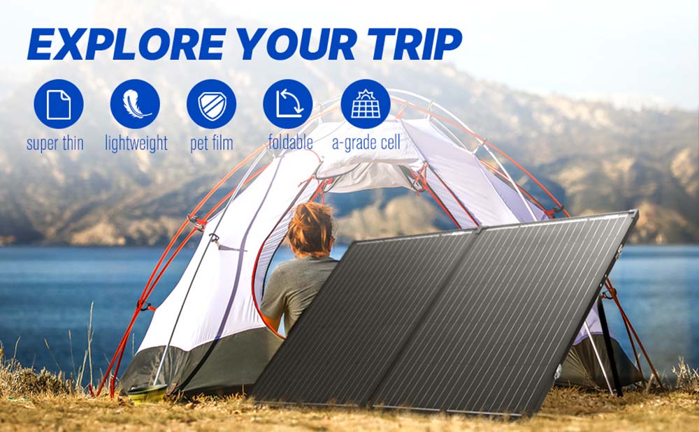 ATEM POWER 160W Portable Monocrystalline Solar Panel Without Glass 20A MPPT Controller with USB Output for RV Camping