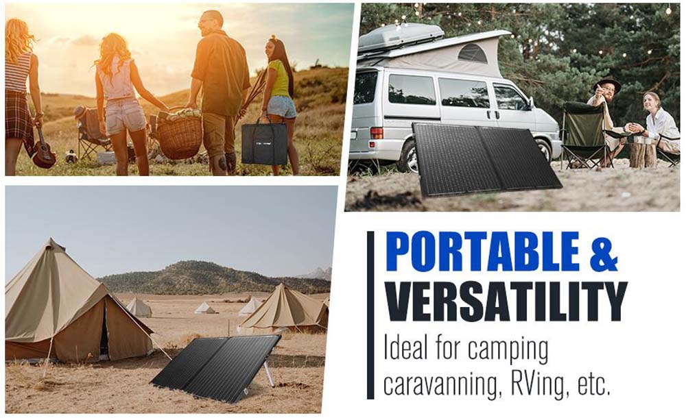 ATEM POWER 160W Portable Monocrystalline Solar Panel Without Glass 20A MPPT Controller with USB Output for RV Camping