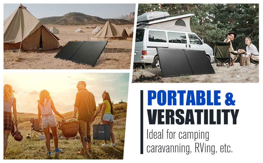 ATEM POWER 200W Portable Monocrystalline Solar Panel Without Glass 20A MPPT Controller with USB Output for RV Camping