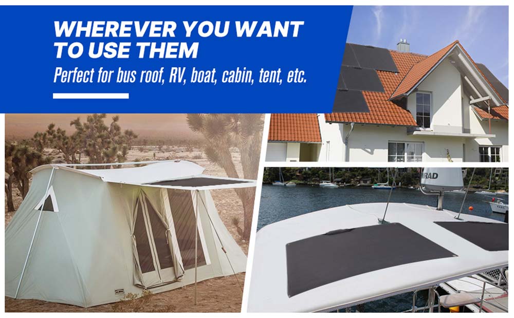 ATEM POWER 55W Monocrystalline Solar Panel Flexible 245 Degree Bendable for RV Tent Roof Boat Cabin Marine Camping