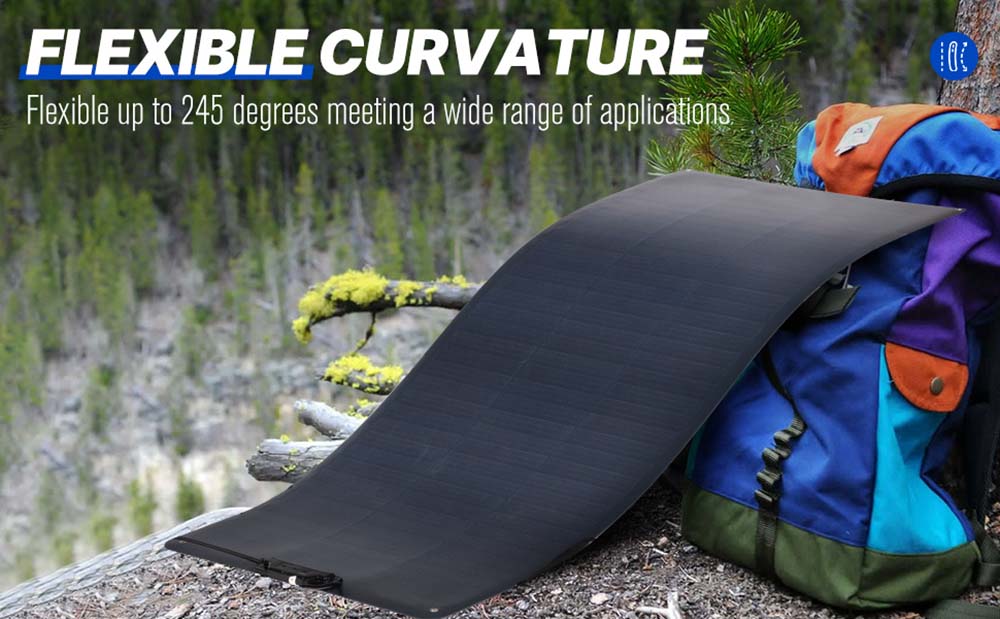 ATEM POWER 55W Monocrystalline Solar Panel Flexible 245 Degree Bendable for RV Tent Roof Boat Cabin Marine Camping