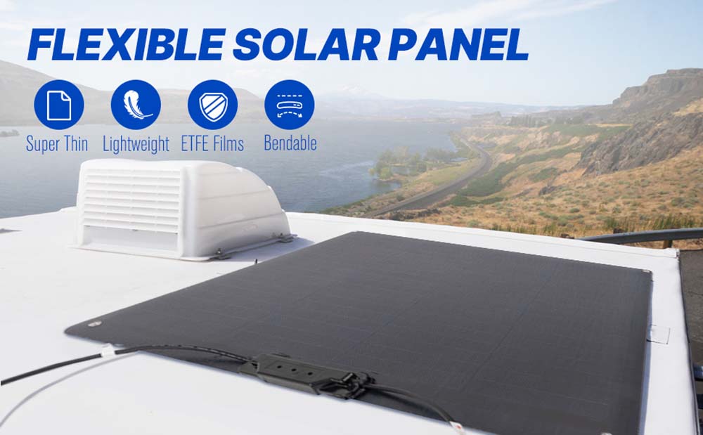 ATEM POWER 55W Monocrystalline Solar Panel Flexible 245 Degree Bendable for RV Tent Roof Boat Cabin Marine Camping