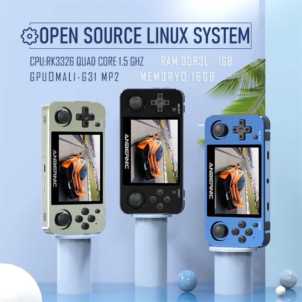Anbernic RG351MP 16GB Portable Game Player 3.5'' Upgraded IPS Screen 2500+ Games Open Source Linux System - Matte Black