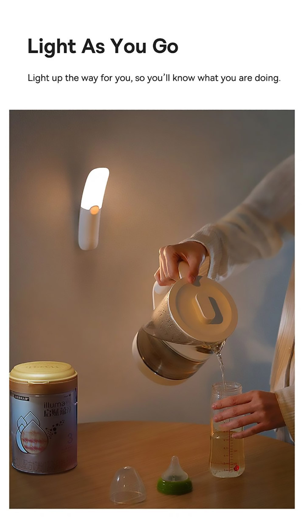 Baseus Sunshine Series Crescents PIR Motion Sensor Night Light for Corridor Bedside Bedroom Toilet