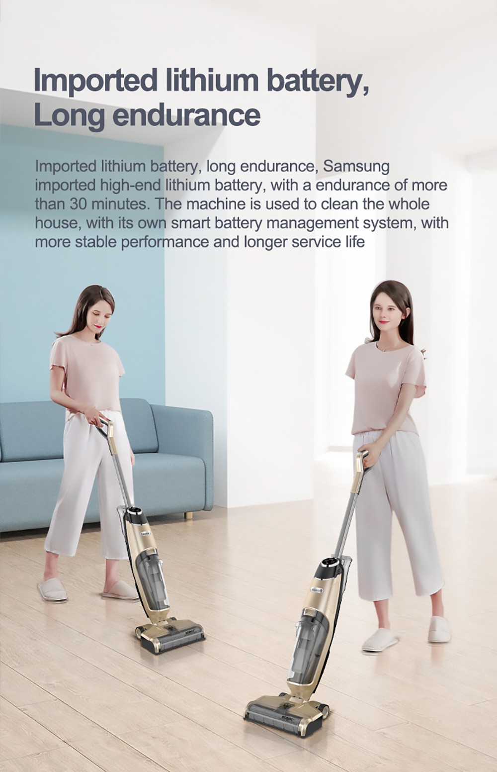 Bobot DEEP 832 Cordless Washer Vacuum Cleaner with UV Disinfection Suck Liquid and Solid Dust Both Dry Wet Floor