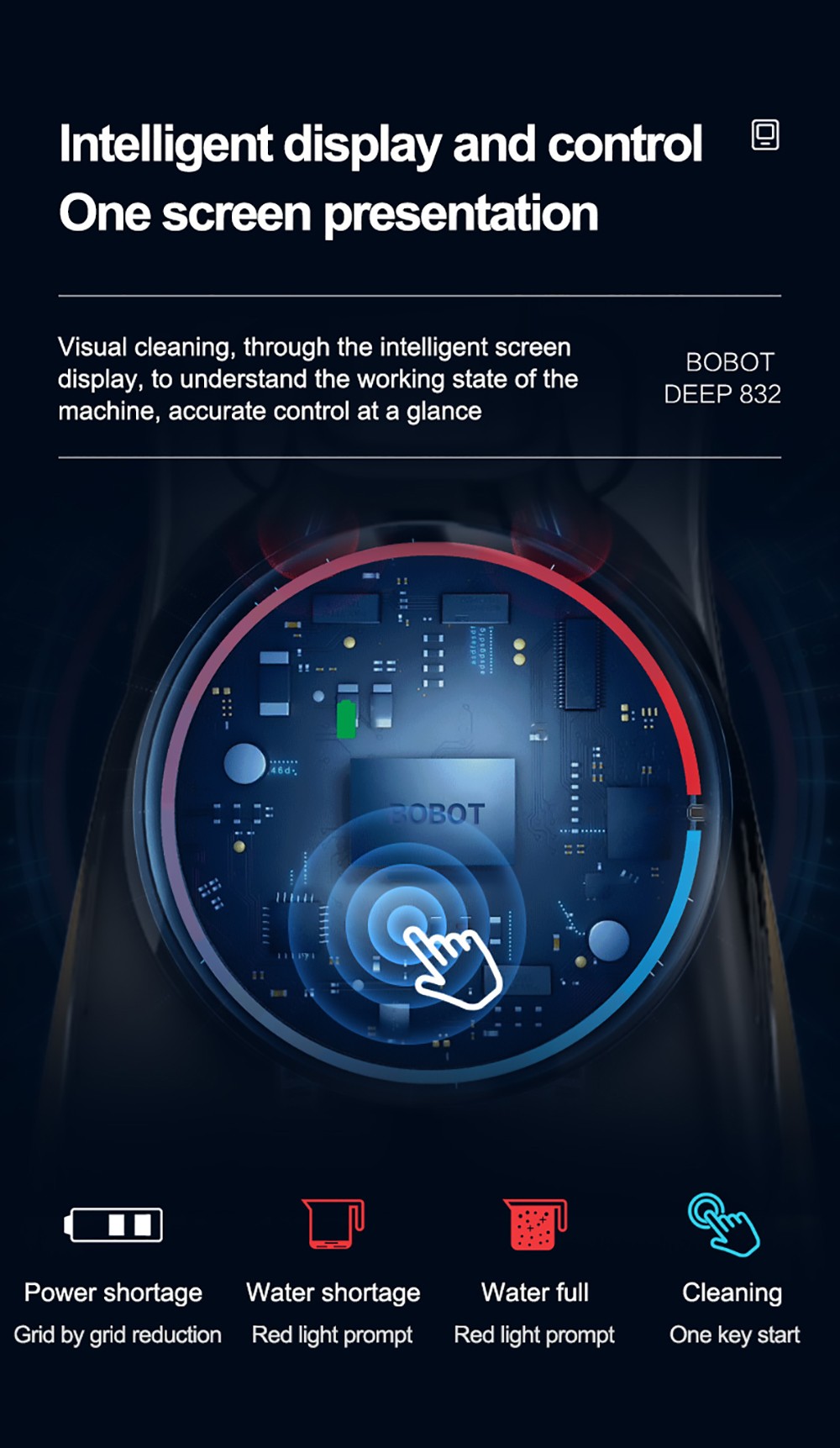 Bobot DEEP 832 Cordless Washer Vacuum Cleaner with UV Disinfection Suck Liquid and Solid Dust Both Dry Wet Floor