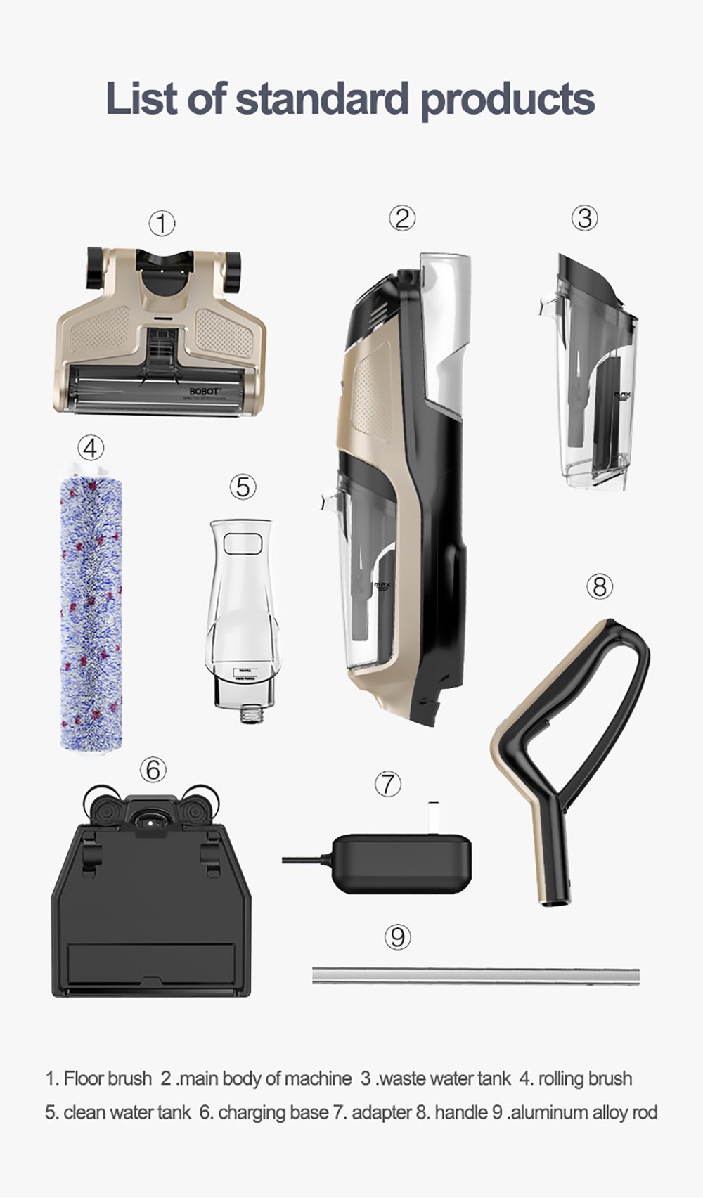 Bobot DEEP 832 Cordless Washer Vacuum Cleaner with UV Disinfection Suck Liquid and Solid Dust Both Dry Wet Floor