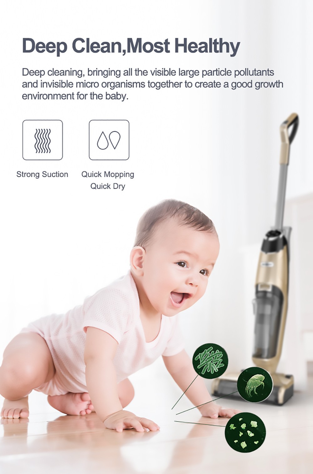 Bobot DEEP 832 Cordless Washer Vacuum Cleaner with UV Disinfection Suck Liquid and Solid Dust Both Dry Wet Floor