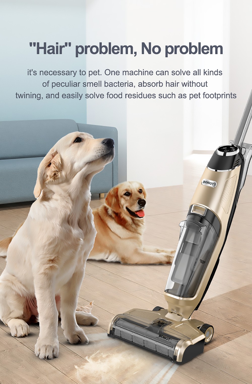 Bobot DEEP 832 Cordless Washer Vacuum Cleaner with UV Disinfection Suck Liquid and Solid Dust Both Dry Wet Floor