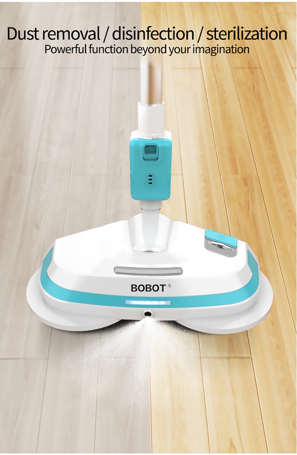 Bobot MOP 8600S Cordless Electric Mop 250r/min LED Lights with spraying water for Hardwood Floors Tiles Marble Glass