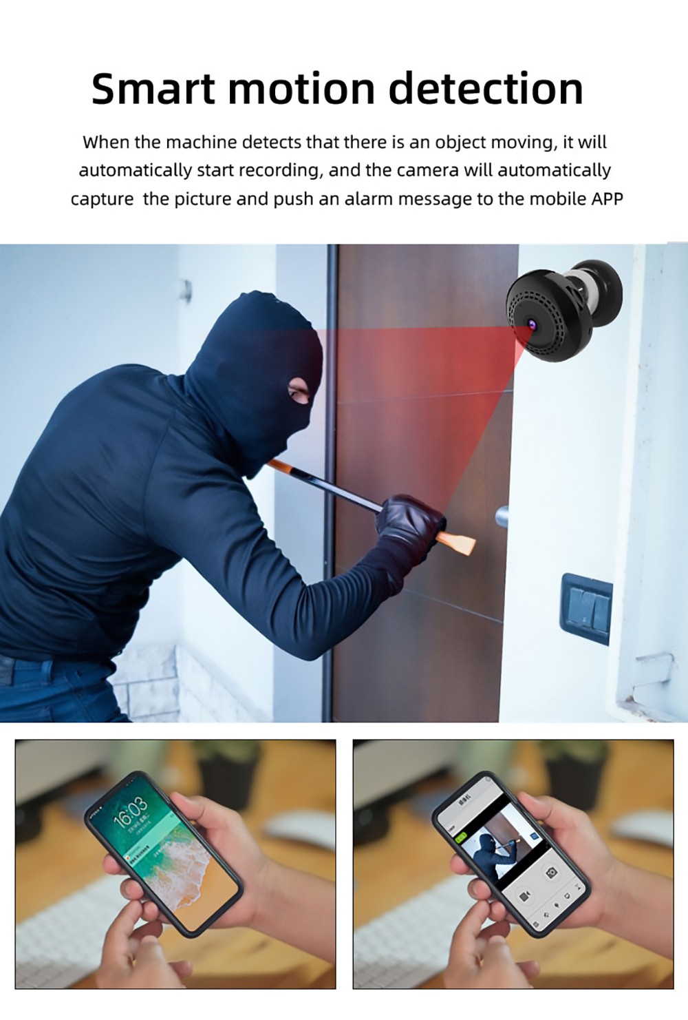 C2 WIFI Hidden Camera Wireless Network Security Surveillance Camera for Outdoor sports and Home Security Pet Feed