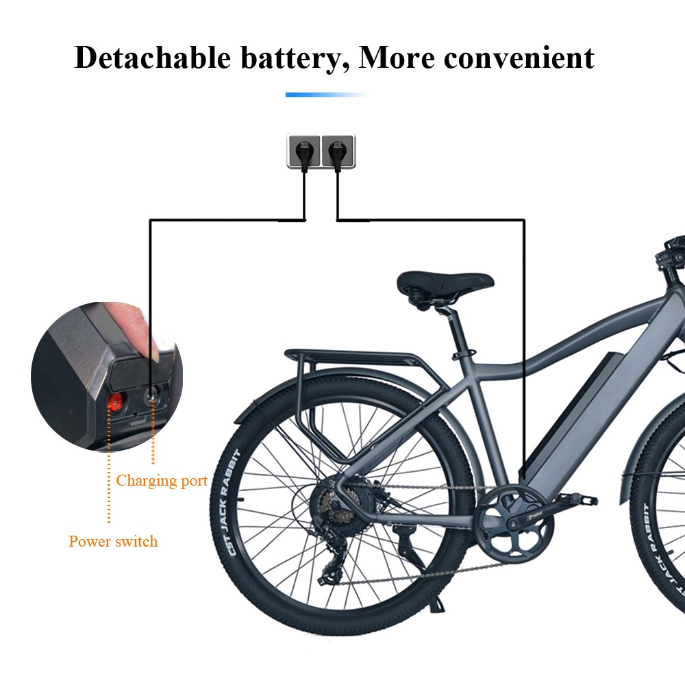 CMACEWHEEL F26 Electric Bike 27.5*2.1 Inch Tires 500W Strong Power 15Ah Lithium Battery 110km Range - Silver Gray