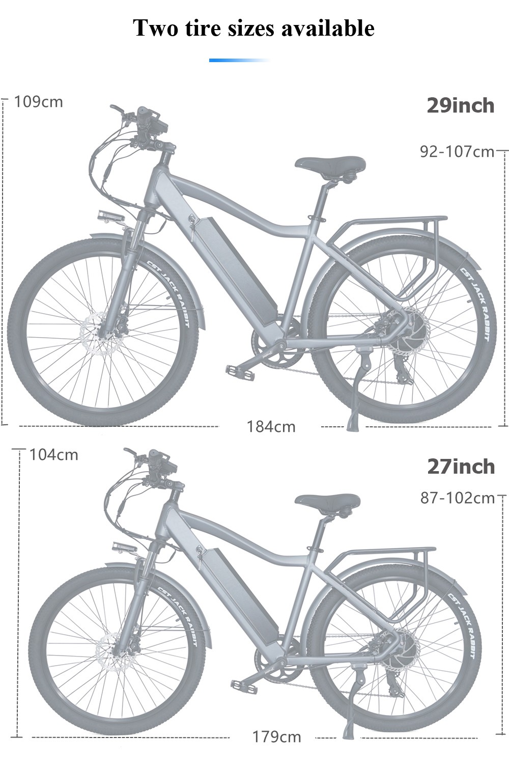 CMACEWHEEL F26 Electric Bike 27.5*2.1 Inch Tires 500W Strong Power 15Ah Lithium Battery 110km Range - Silver Gray