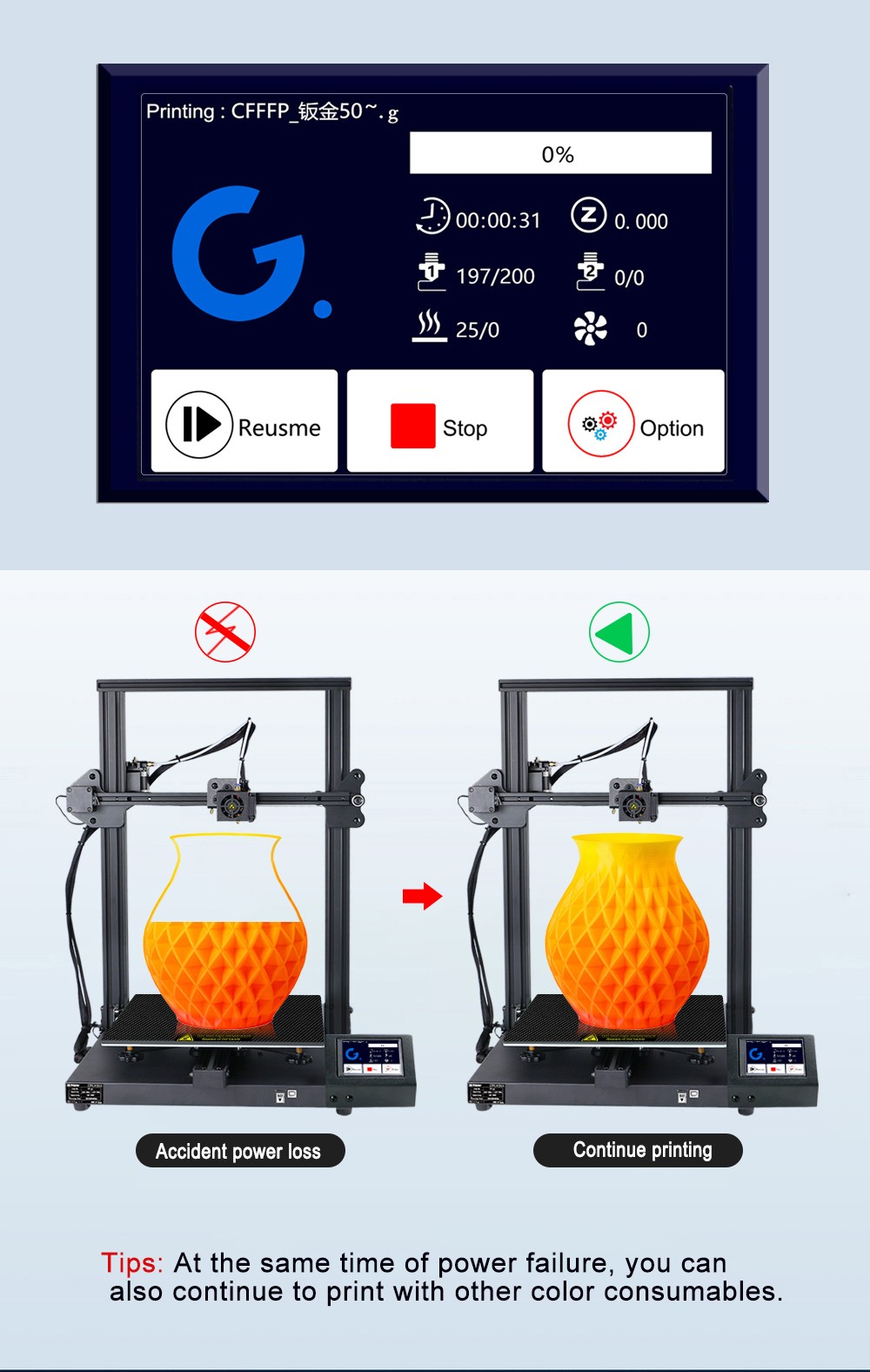 CREASEE CS30 3D Printer, 3.5inch Touch Screen, 3 Step Quick Assembly, Resume Print, 300*300*400mm 22 CREASEE CS30 3D Printer Large 300x300x400mm DIY Commercial and Home Precision Printers 3D Print TMC2208 Impressora 3D Pr
