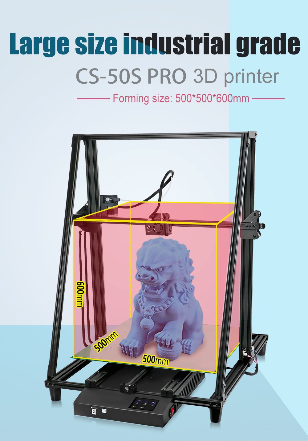 CREASEE CS50S Pro 3D Printer High Precision Printing Large Resume Off Build Plate, Printing Size 500x500x600mm