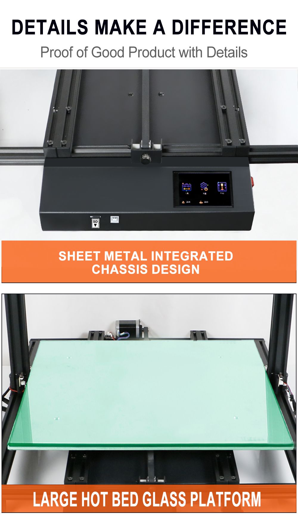 CREASEE CS50S Pro 3D Printer High Precision Printing Large Resume Off Build Plate, Printing Size 500x500x600mm