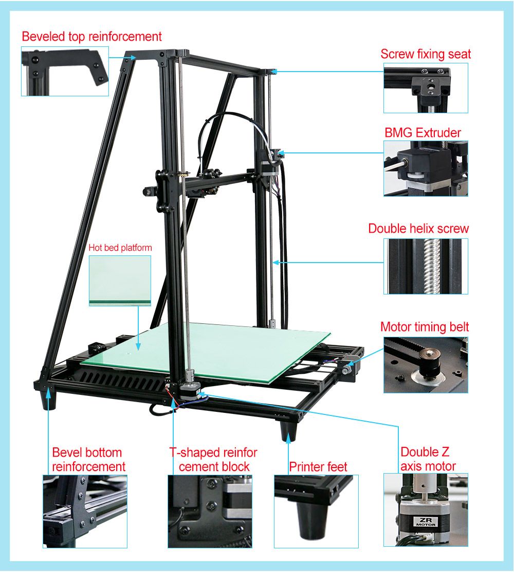 CREASEE CS50S Pro 3D Printer High Precision Printing Large Resume Off Build Plate, Printing Size 500x500x600mm