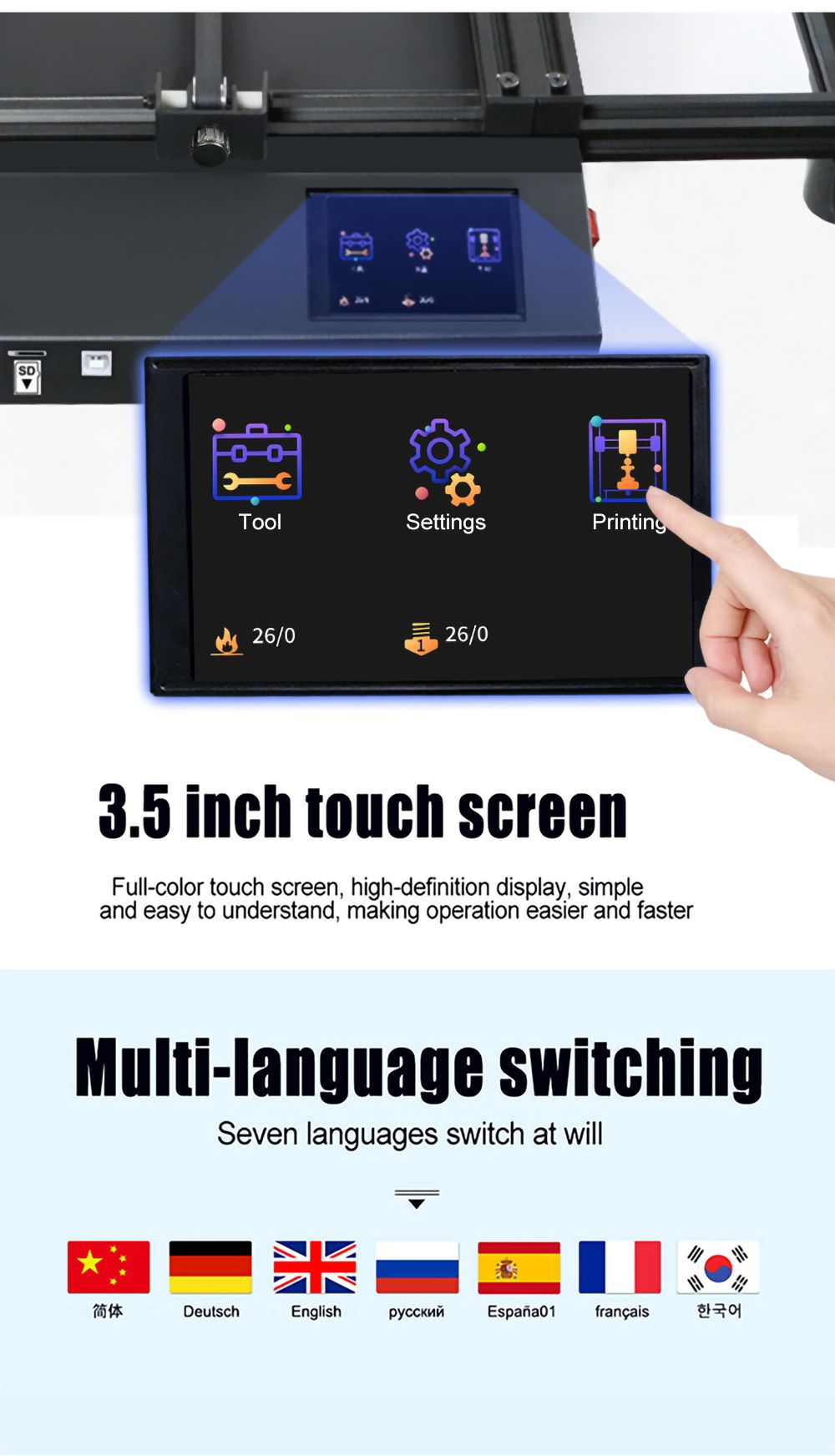 CREASEE CS50S Pro 3D Printer High Precision Printing Large Resume Off Build Plate, Printing Size 500x500x600mm