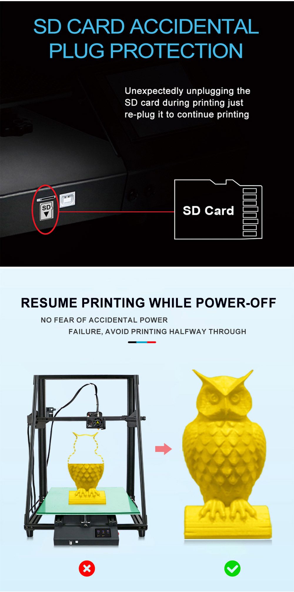 CREASEE CS50S Pro 3D Printer High Precision Printing Large Resume Off Build Plate, Printing Size 500x500x600mm