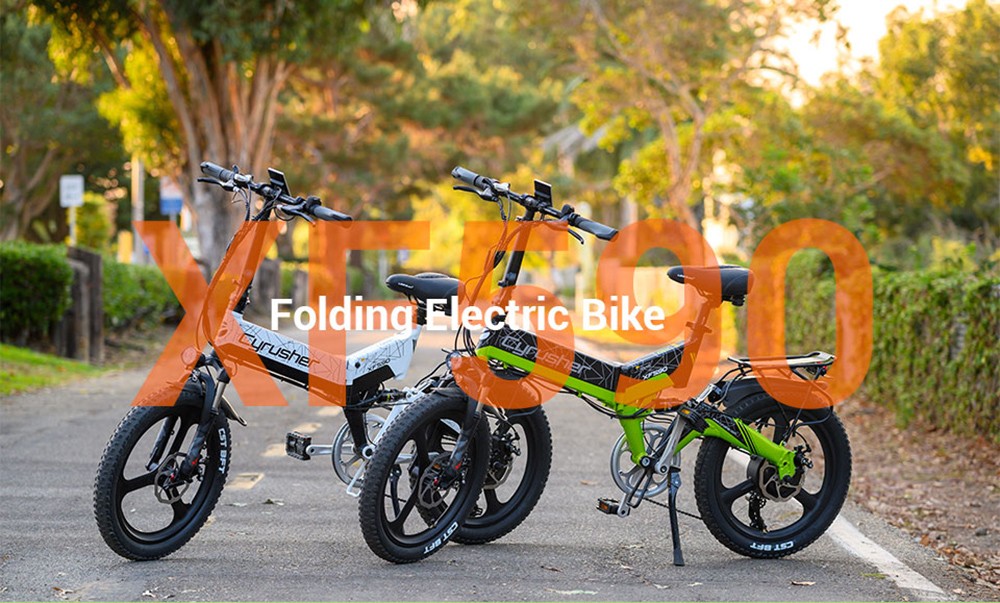 Cyrusher XF590 Folding Electric Bike 500W 48V 10 Ah Battery 7 Speed City E-bike - Orange