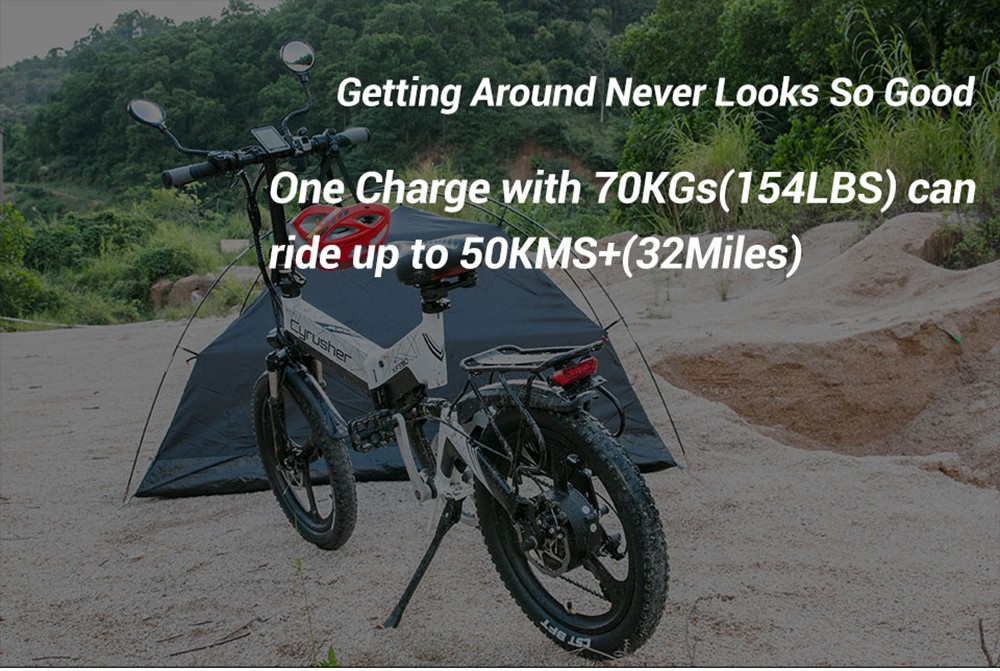 Cyrusher XF590 Folding Electric Bike 500W 48V 10 Ah Battery 7 Speed City E-bike - Orange