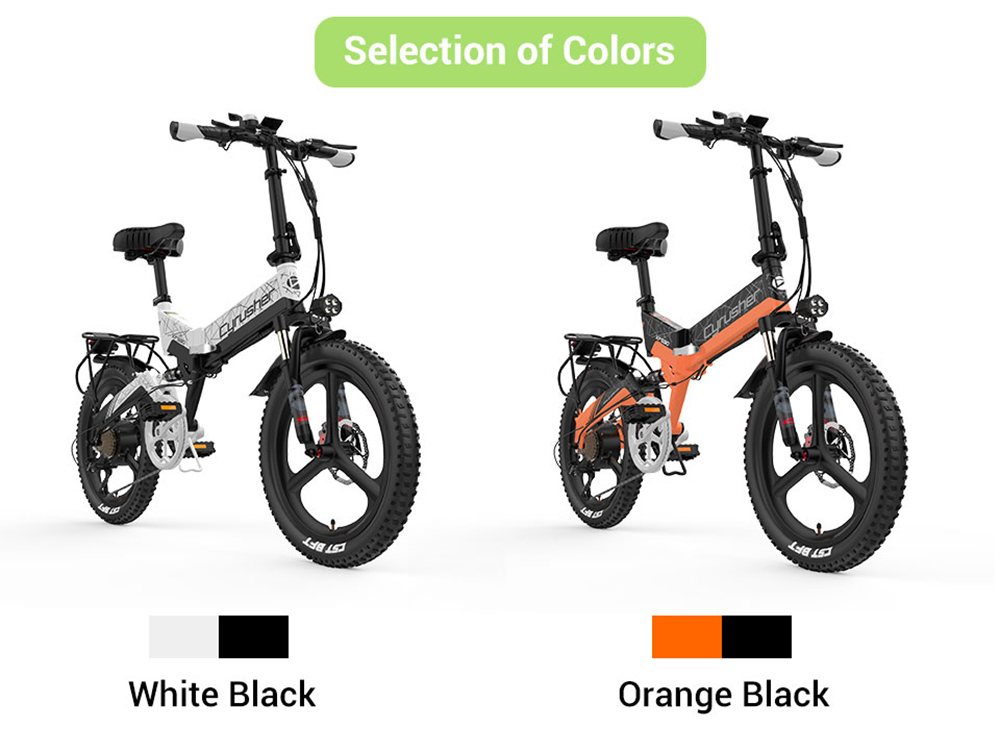 Cyrusher XF590 Folding Electric Bike 500W 48V 10 Ah Battery 7 Speed City E-bike - Orange