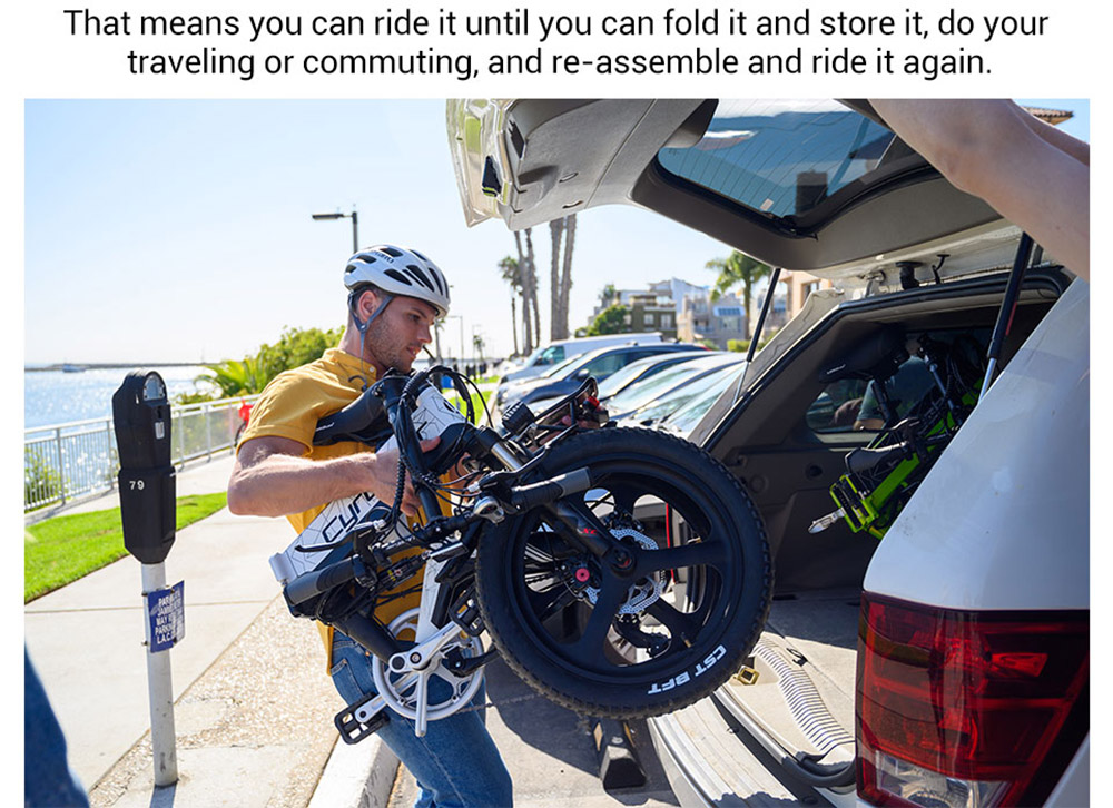 Cyrusher XF590 Folding Electric Bike 500W 48V 10 Ah Battery 7 Speed City E-bike - White 30 Cyrusher XF590 Folding Electric Bike 500W 48V 10 Ah Battery 7 Speed City E-bike - White