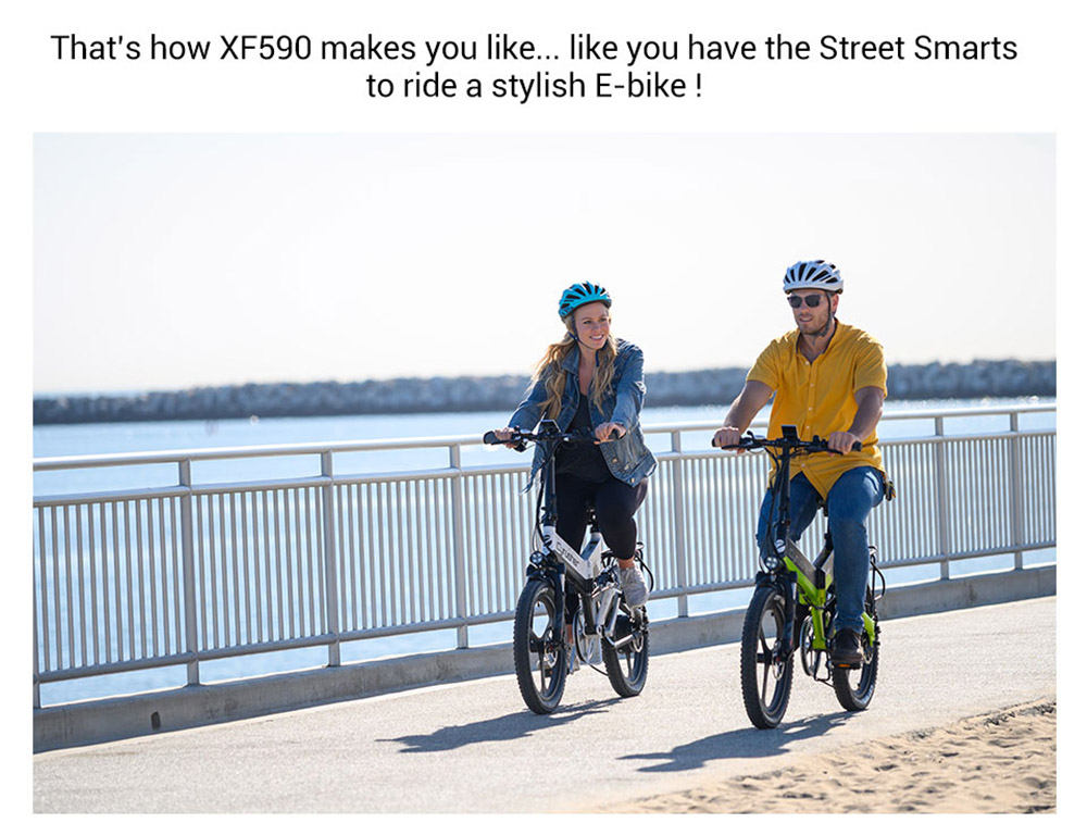 Cyrusher XF590 Folding Electric Bike 500W 48V 10 Ah Battery 7 Speed City E-bike - White 13 Cyrusher XF590 Folding Electric Bike 500W 48V 10 Ah Battery 7 Speed City E-bike - White