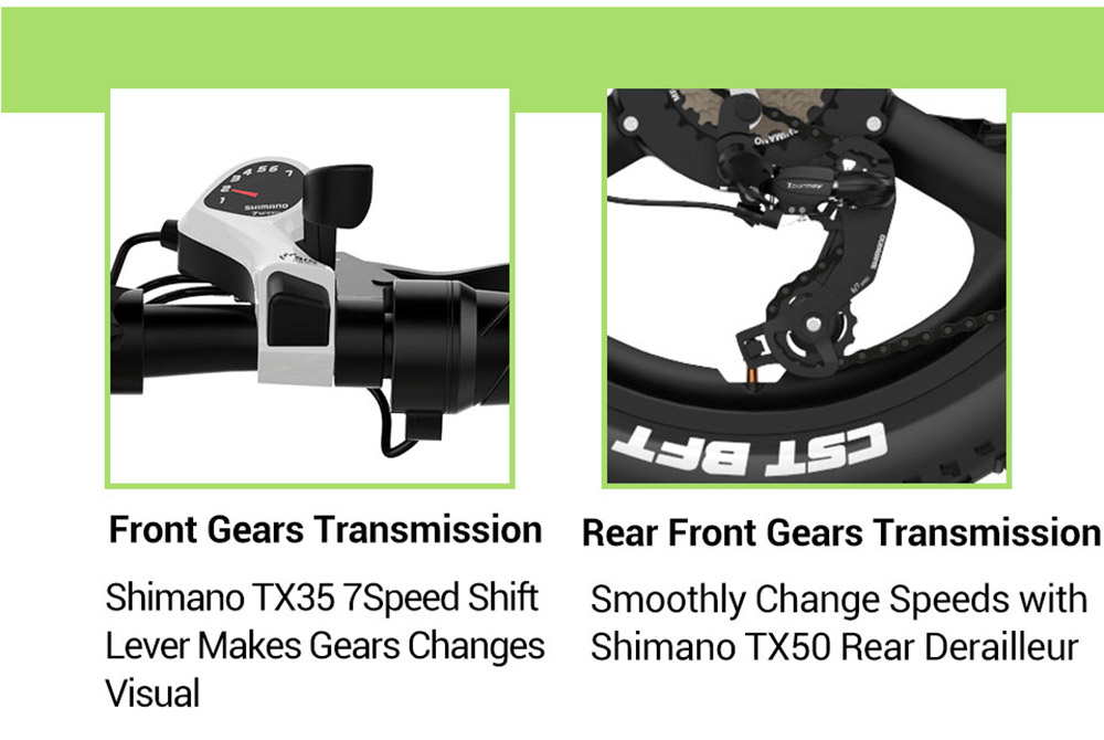 Cyrusher XF590 Folding Electric Bike 500W 48V 10 Ah Battery 7 Speed City E-bike - White 19 Cyrusher XF590 Folding Electric Bike 500W 48V 10 Ah Battery 7 Speed City E-bike - White