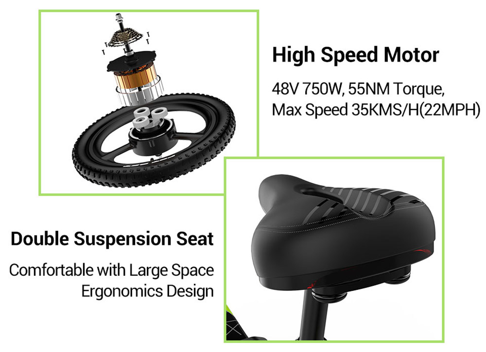 Cyrusher XF590 Folding Electric Bike 500W 48V 10 Ah Battery 7 Speed City E-bike - White