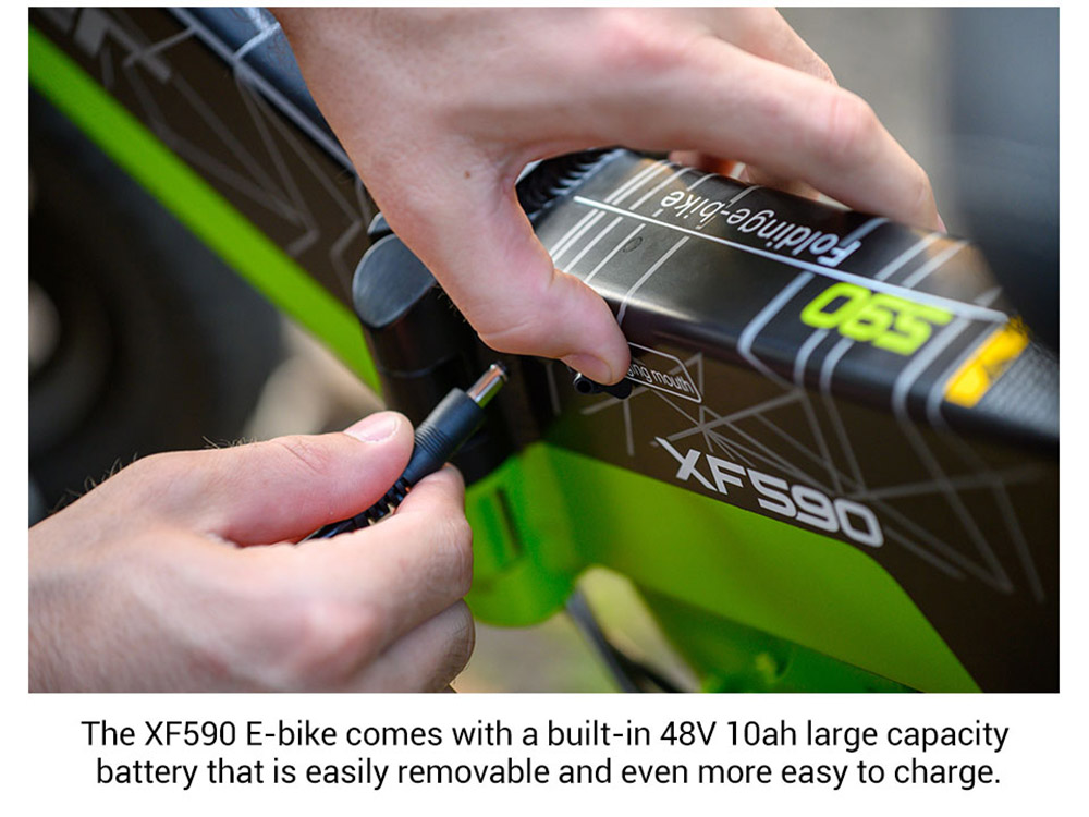 Cyrusher XF590 Folding Electric Bike 500W 48V 10 Ah Battery 7 Speed City E-bike - White