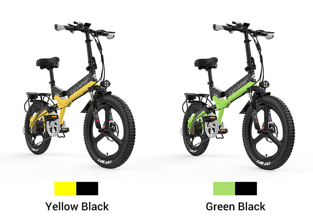 Cyrusher XF590 Folding Electric Bike 500W 48V 10 Ah Battery 7 Speed City E-bike - White