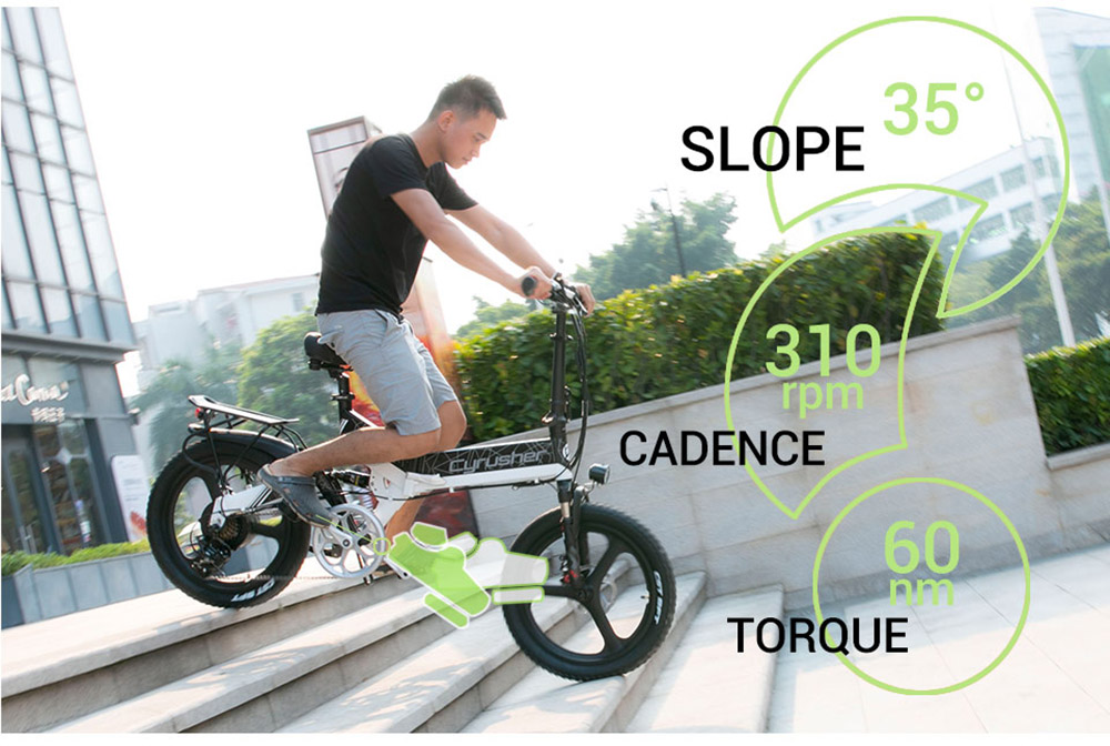 Cyrusher XF590 Folding Electric Bike 500W 48V 10 Ah Battery 7 Speed City E-bike - White