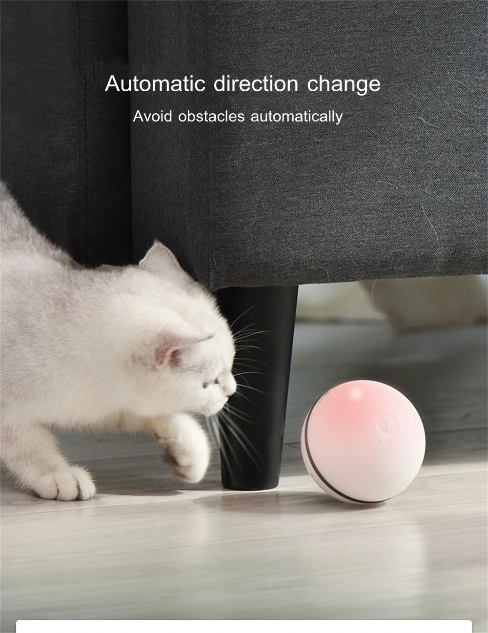 DOGNESS Cat Automatic LED Flash Rolling Ball Glowing Ball with Automatic Direction Change Design - Pink