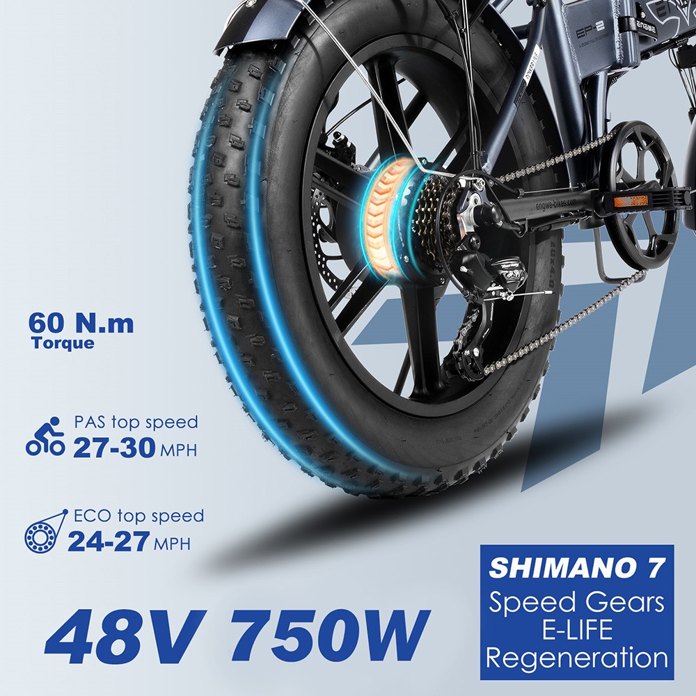 Engwe EP-2 Pro 2022 Version 750W Folding Fat Tire Electric Bike 13Ah Battery 35km/h Max Speed ​​100km Range - Orange