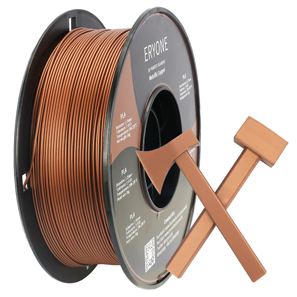 ERYONE Metallic PLA Filament pre 3D tlačiareň 1,75 mm Tolerancia +/-0,03 mm, 1 kg(2.2lbs)/Spool - Copper