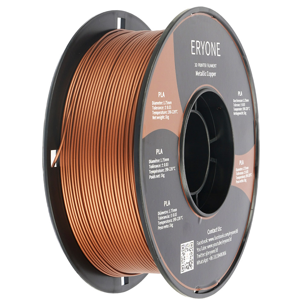 ERYONE Metallic PLA Filament pre 3D tlačiarne 1,75 mm Tolerancia +/-0,03 mm, 1 kg(2.2lbs)/Spool - Copper