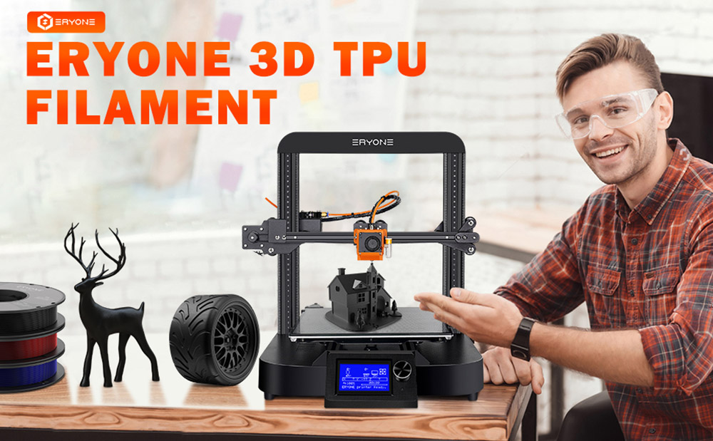 ERYONE TPU Filament for 3D Printer 1.75mm Tolerance 0.03mm 0.5kg (1.1 LB) / Spool - Transparent