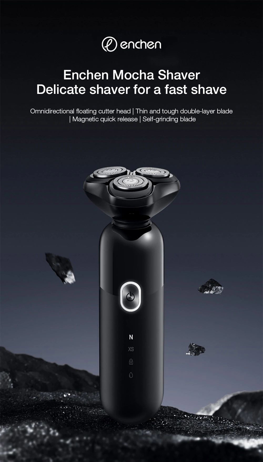 Enchen Mocha S Electric Shaver Omnidirectional Floating Heads Smart Anti-Pich Electric Shaver Magnetic IPX7 Washable