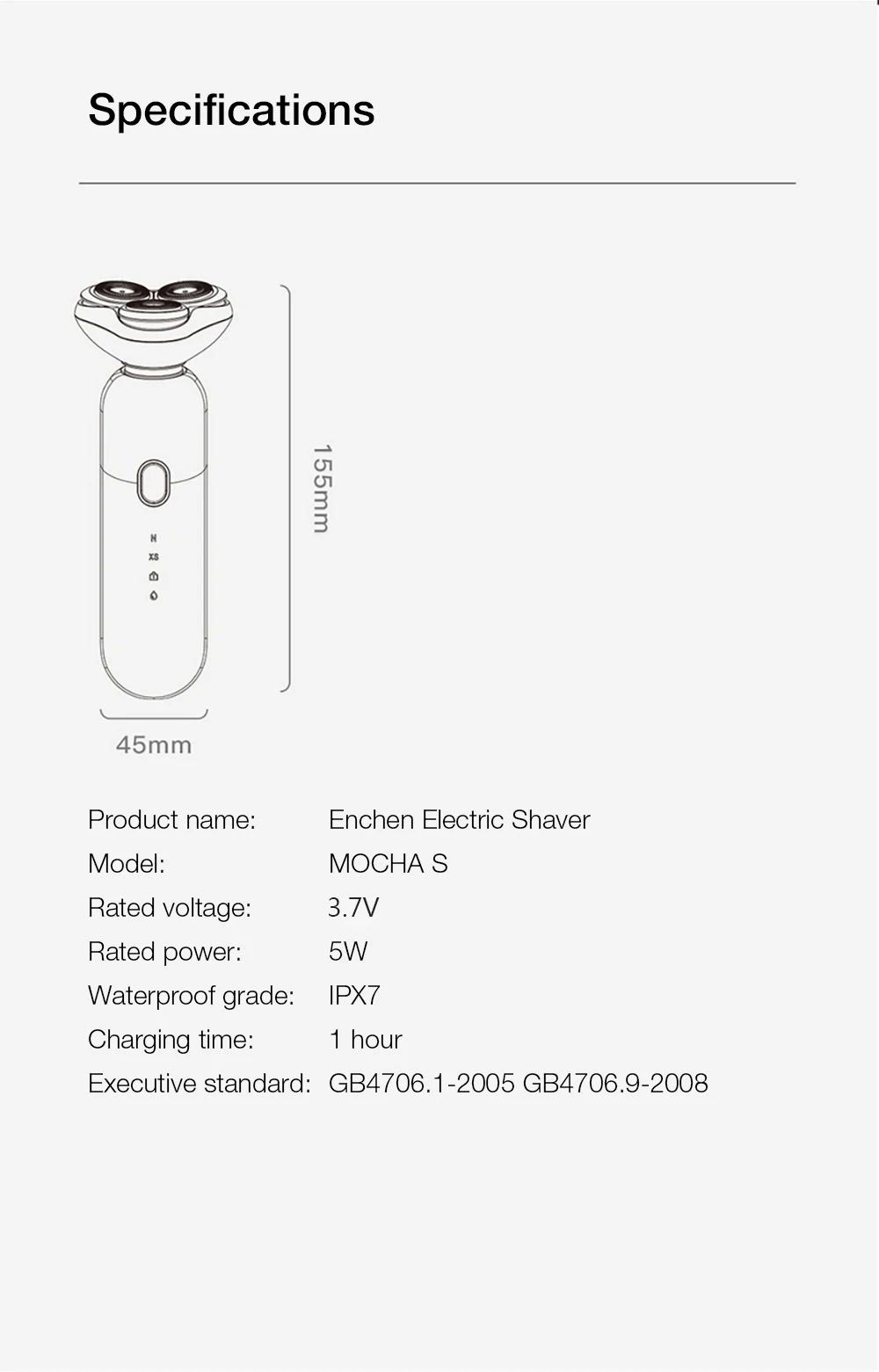 Enchen Mocha S Electric Shaver Omnidirectional Floating Heads Smart Anti-Pich Electric Shaver Magnetic IPX7 Washable