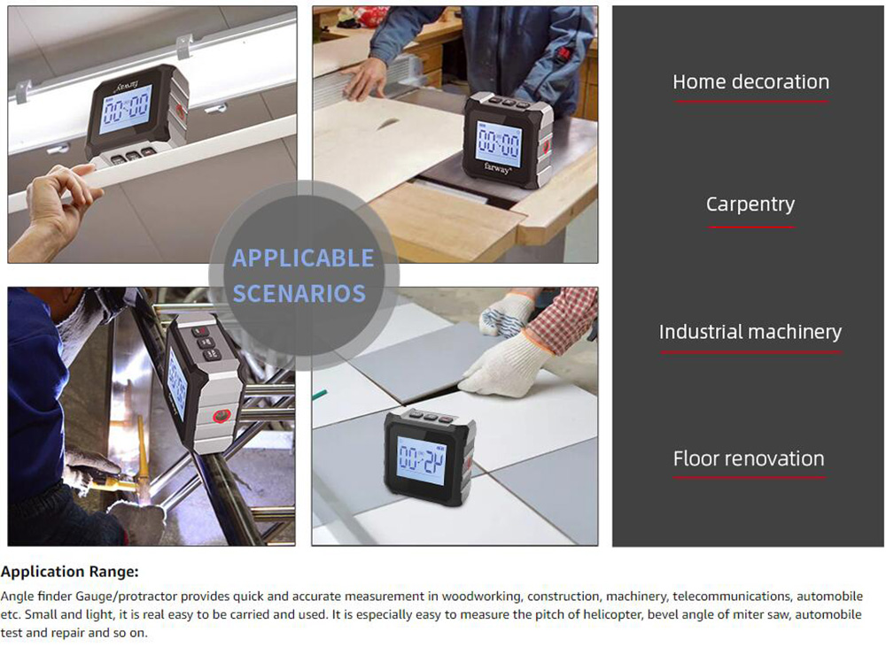 Farway 3 in 1 Digital Angle Finder Laser Level and Angle Gauge