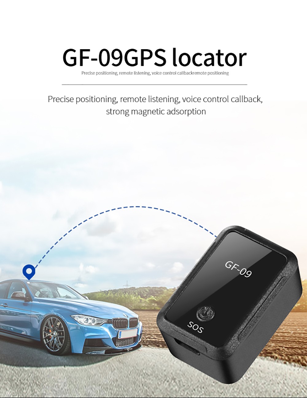 GF09 GPS Tracker Strong Magnetic Anti-Theft Tracker for Cars, Senior Citizen, Pets with LBS+WIFI+GPS Free-Installation