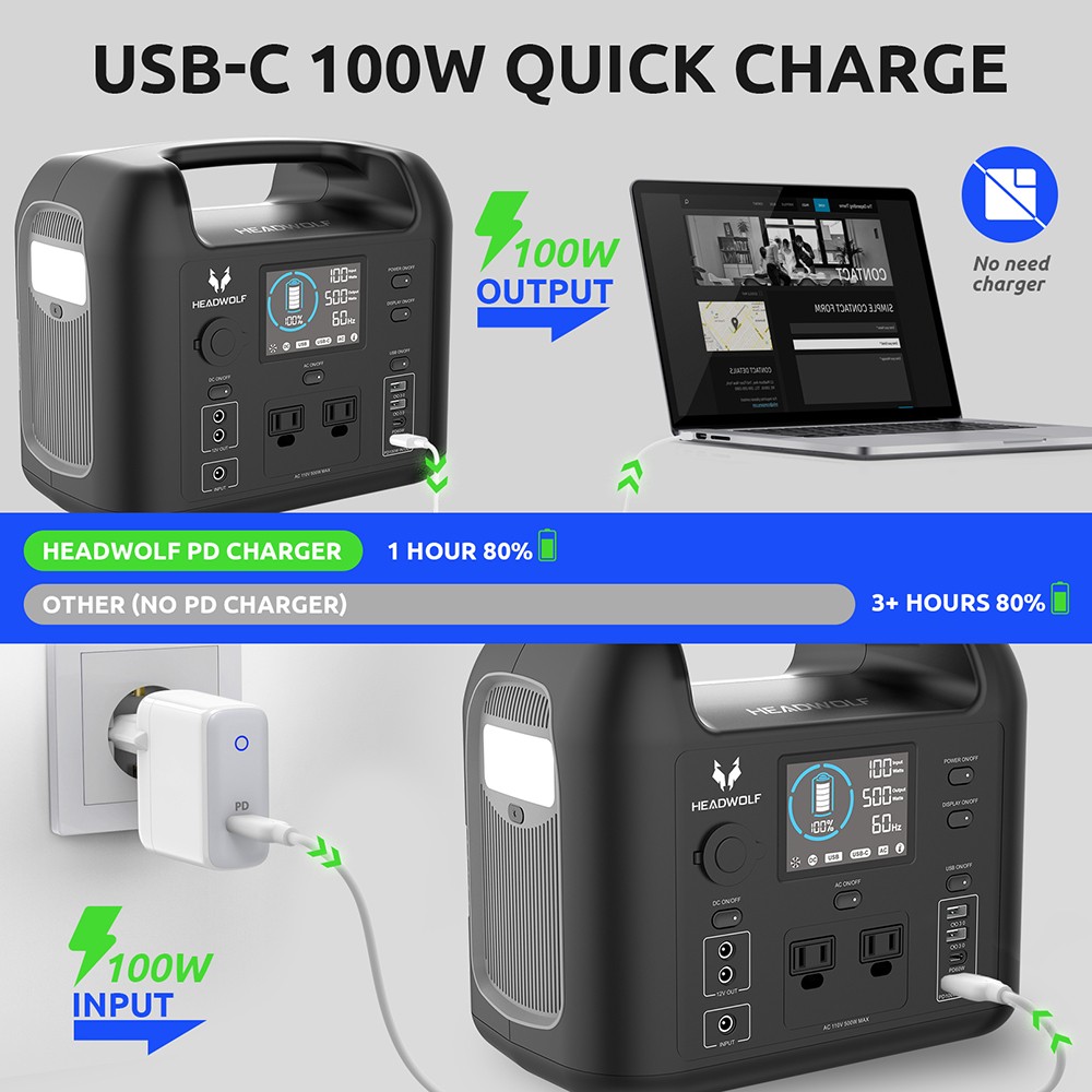 HEADWOLF D500 500Wh 162000mAh Portable Power Station for Outdoor Camping Travel Hunting RV CPAP Home Emergency 18 HEADWOLF D500 500Wh 162000mAh Portable Power Station for Outdoor Camping Travel Hunting RV CPAP Home Emergency
