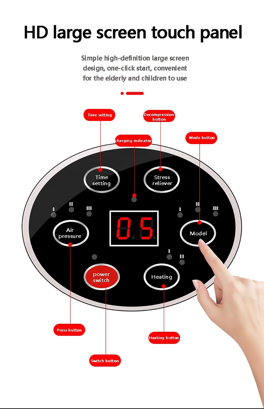 Hand Guard Wireless Hand Massager with Heat and Compression Rechargeable Palm Massage Machine EU Plug - Gold